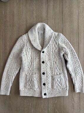 Janie and Jack Cream Cable-Knit Shawl Collar Sweater Cardigan